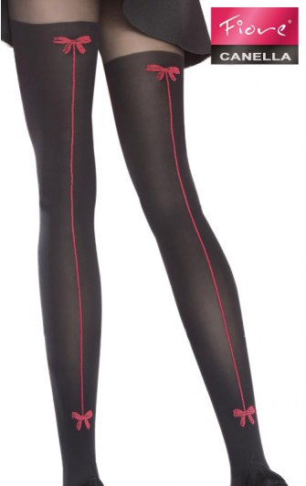 Collants Canella Semi Opaques Coutures Rouges - Fiore
