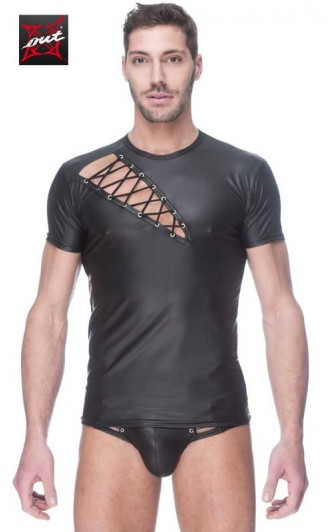 T-Shirt Sexy Homme en Vinyle Mat OUTX