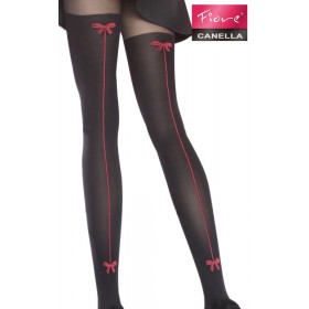 Collants Canella Semi Opaques Coutures Rouges - Fiore 