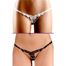 String Ouvert Sexy Broderies et Strass