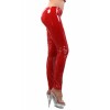 Pantalon Legging Vinyle à Zips rouge