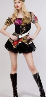 Costume pirate gitane en velours à pièces