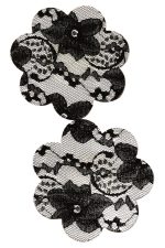 Cache-tétons pétales en dentelle florale noire