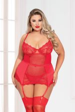 Ensemble chemise étoilée grande taille en dentelle et satin