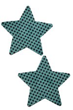 Aqua star cache-tétons à pois noirs adhésifs