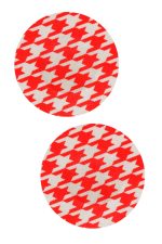 Pasties ronds pied-de-poule rouge et blanc adhésifs