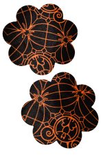Cache-tétons toile d’araignée noir et orange