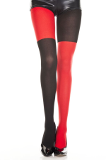 Collants dépareillés rouge et noir