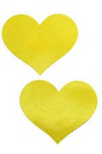 Cache-tétons mini cœurs jaunes adhésifs