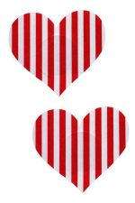 Coeur rayé rouge et blanc cache-tétons sexy