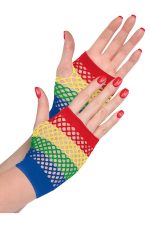 Gants résille arc-en-ciel multicolores