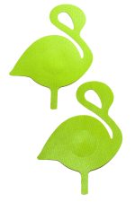 Cache-tétons verts citron imprimé flamants