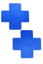 Cache-tétons bleus double X adhésifs
