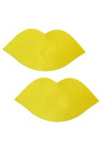 Cache-tétons lèvres jaunes adhésifs