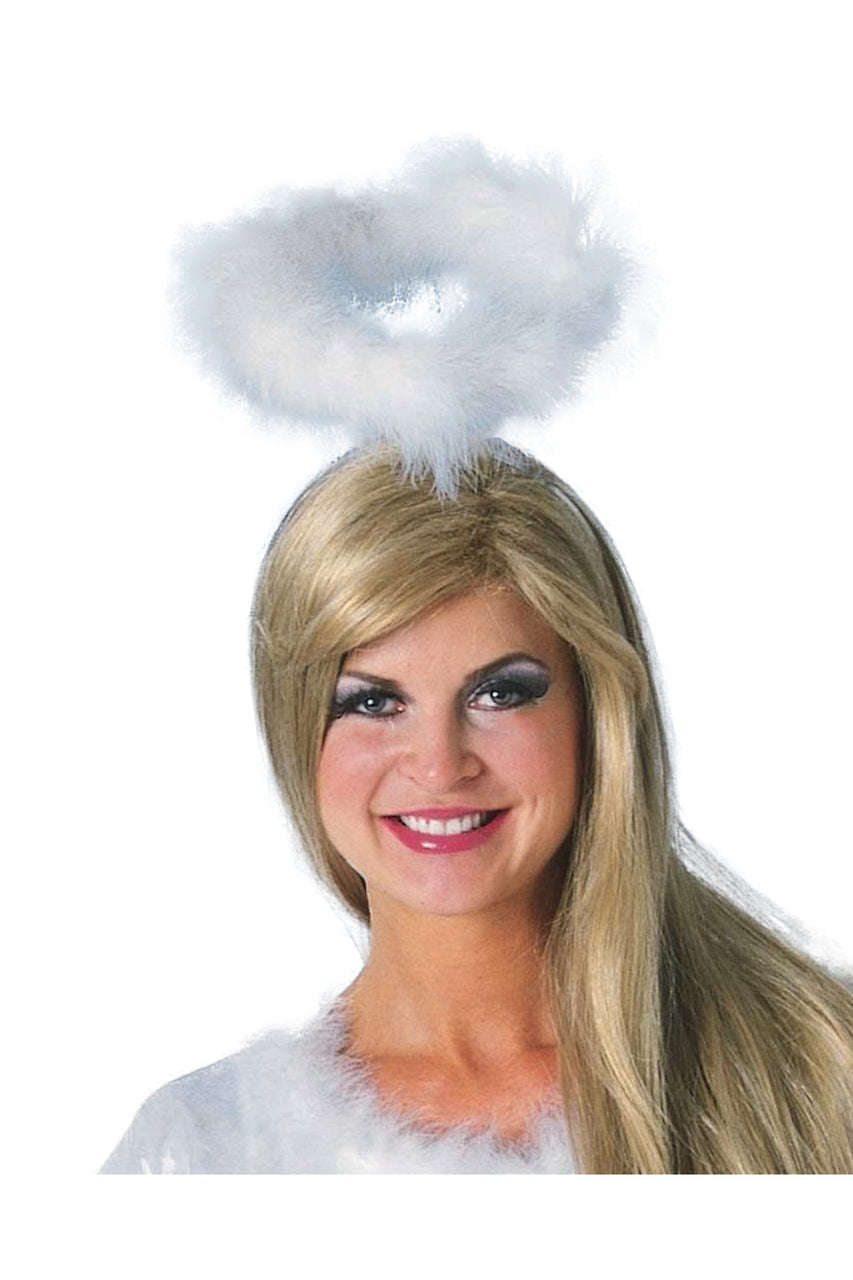 Auréole ange en marabou blanc