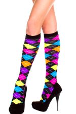 Chaussettes hautes argyle multicolores