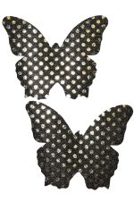 Cache-tétons papillon pailleté noir