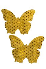 Cache-tétons papillon pailletés dorés