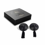 Cache-tétons burlesque cuir et satin