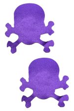 Cache-tétons violets tête de mort adhésifs