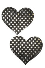 Cache-tétons cœur noirs pailletés