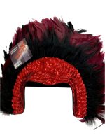 Coiffe plumes rouges et sequins