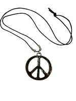 Collier symbole de la paix en métal argenté