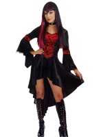 Empress vampire costume robe velours imprimé chauve-souris
