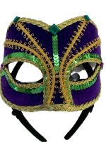 Masque violet, doré et vert éclatant