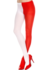 Collants bouffon opaques rouge et blanc