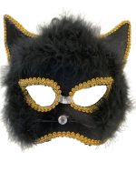 Masque chat noir liseré doré