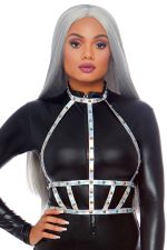 Harnais corporel irisé clouté en vinyle