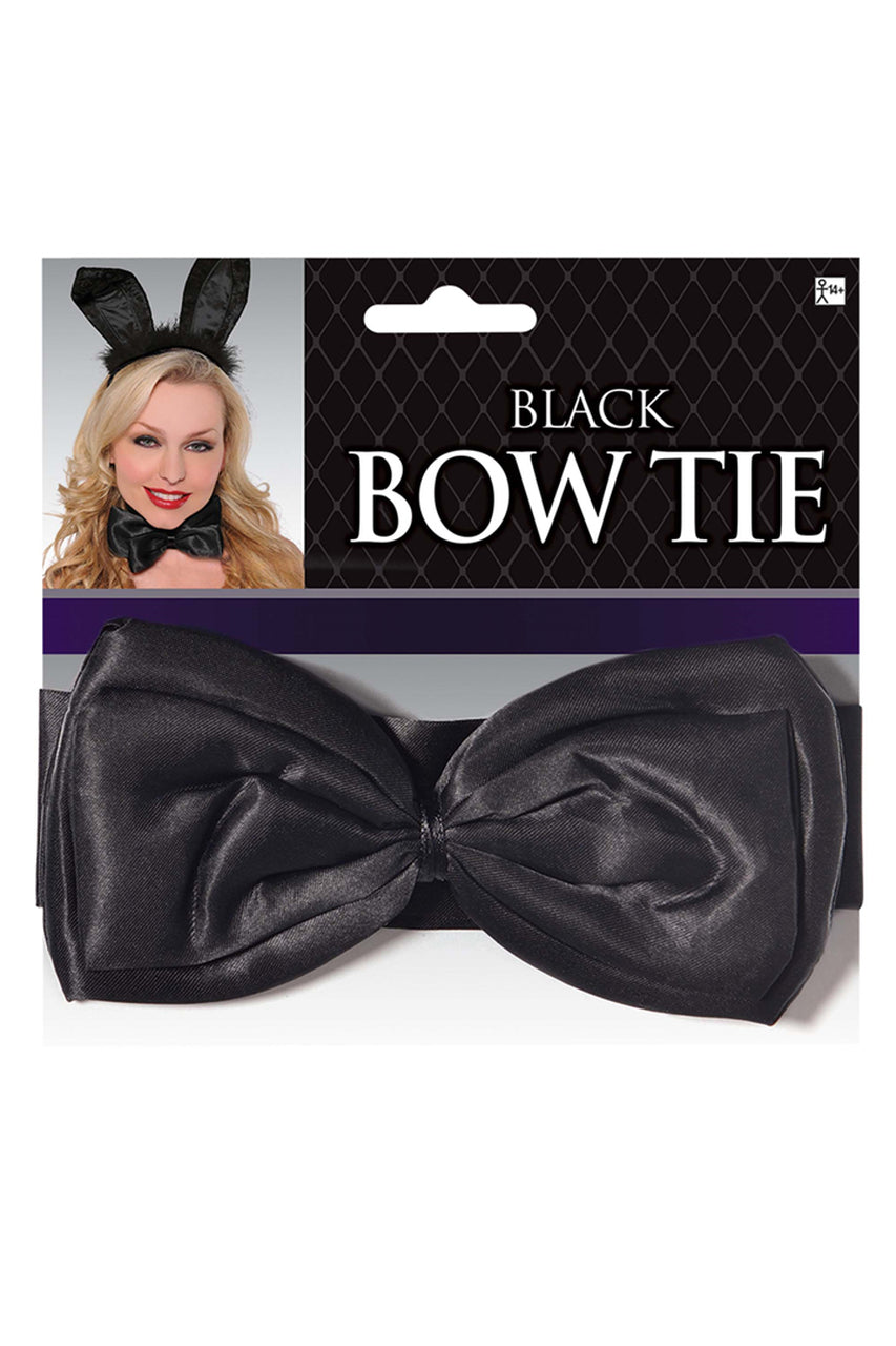 Collier noeud papillon cocktail satin noir