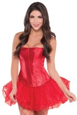 Corset costume satin rouge