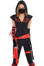Costume guerrier dragon avec capuche et accessoires rouges