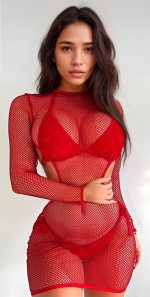 Micro robe sexy transparente rouge