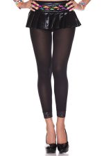 Legging opaque noir à bordure dentelle