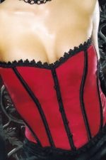 Bustier brocart rouge et noir