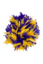 Chapeau sportif à plumes jaune et violet