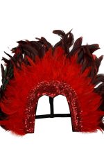 Coiffe plumes rouge et noire