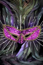 Masque violet à plumes Mardi Gras deluxe