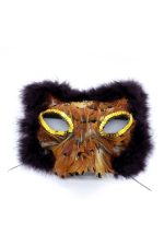 Masque chat plumes dorées