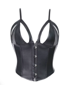 Corset underbust en simili cuir avec armatures acier