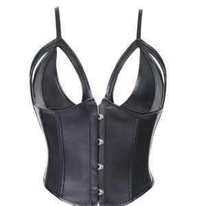 Corset underbust en simili cuir avec armatures acier