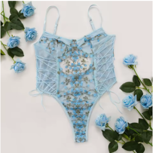 Body dentelle jardin de jacinthe bleue