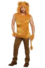 Costume roi de la jungle en fausse fourrure avec queue et gants