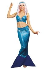 Jupe sirène bleue à ceinture de perles