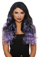 Extensions cheveux longs bouclés violet ombré