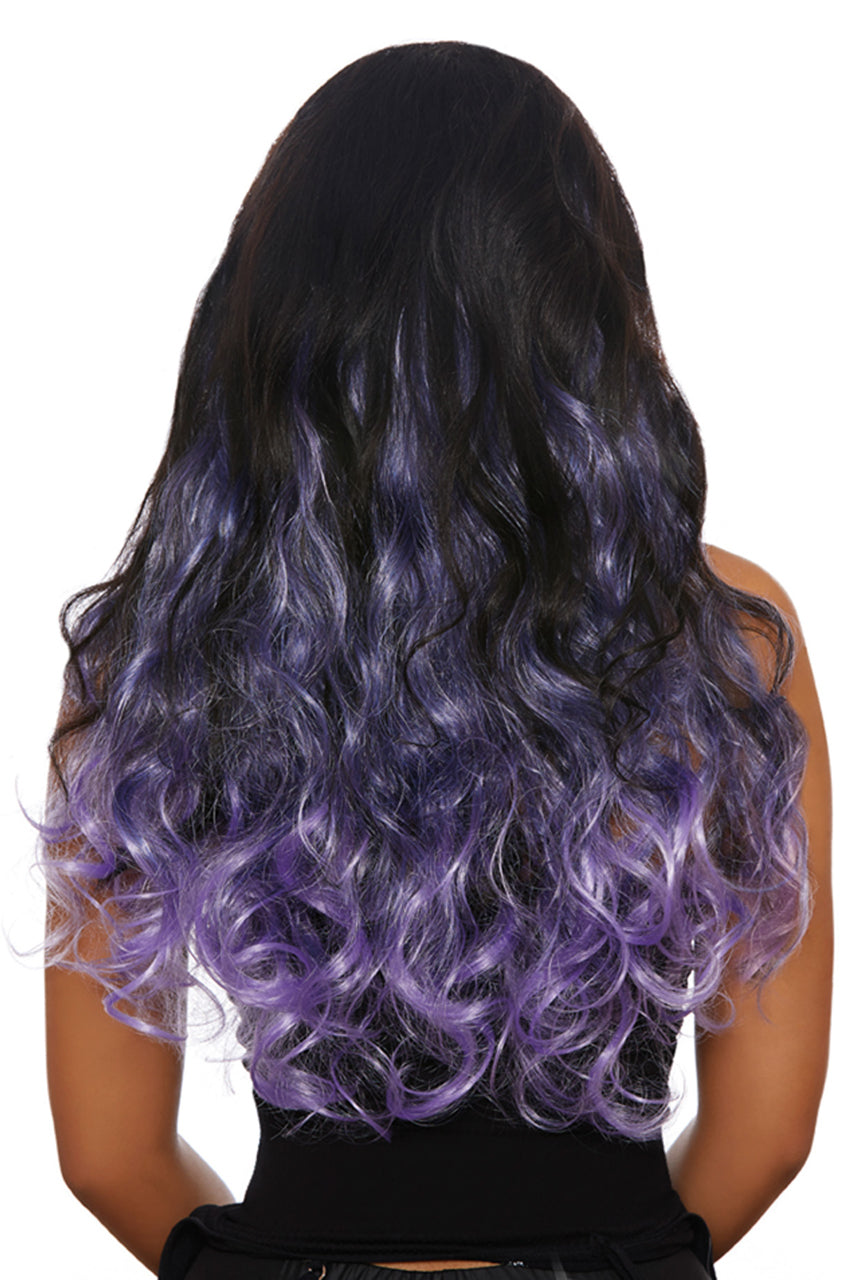 Extensions cheveux longs bouclés violet ombré – Image 2