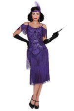 Miss ritz costume charleston violet à franges pailletées